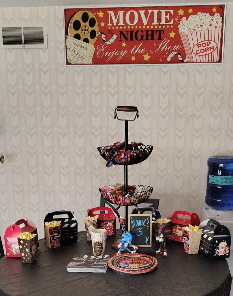movie night banner with snack table2